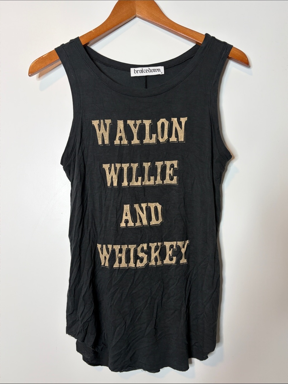 Brokedown Black Graphic Tank Top - Waylon Willie & Whiskey